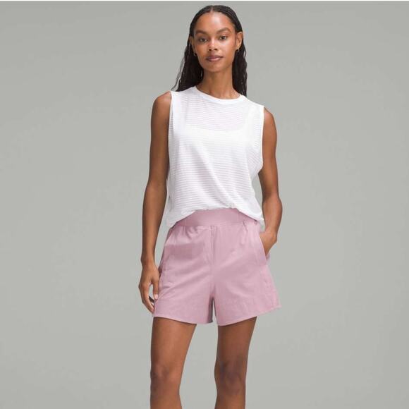 LULULEMON Stretch Woven Relaxed-Fit High-Rise Short 4" Rose Blush Pink Sz M {P2} - Picture 1 of 7